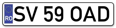 Placuta inmatriculare numar auto  SV-59-OAD, SV 59 OAD, SV59OAD