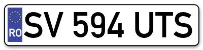 Placuta inmatriculare numar auto  SV-594-UTS, SV 594 UTS, SV594UTS