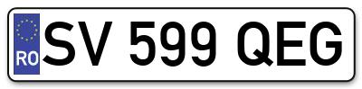 Placuta inmatriculare numar auto  SV-599-QEG, SV 599 QEG, SV599QEG
