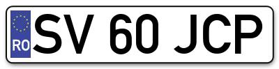 Placuta inmatriculare numar auto  SV-60-JCP, SV 60 JCP, SV60JCP