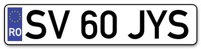 Placuta inmatriculare numar auto  SV-60-JYS, SV 60 JYS, SV60JYS