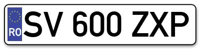 Placuta inmatriculare numar auto  SV-600-ZXP, SV 600 ZXP, SV600ZXP