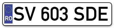 Placuta inmatriculare numar auto  SV-603-SDE, SV 603 SDE, SV603SDE