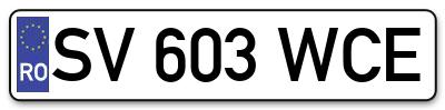 Placuta inmatriculare numar auto  SV-603-WCE, SV 603 WCE, SV603WCE