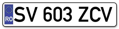 Placuta inmatriculare numar auto  SV-603-ZCV, SV 603 ZCV, SV603ZCV