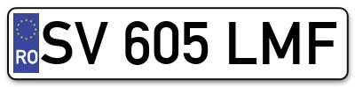 Placuta inmatriculare numar auto  SV-605-LMF, SV 605 LMF, SV605LMF