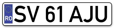 Placuta inmatriculare numar auto  SV-61-AJU, SV 61 AJU, SV61AJU