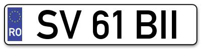 Placuta inmatriculare numar auto  SV-61-BII, SV 61 BII, SV61BII