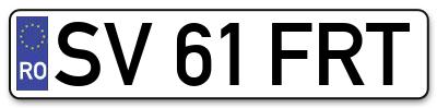 Placuta inmatriculare numar auto  SV-61-FRT, SV 61 FRT, SV61FRT