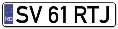 Placuta inmatriculare numar auto  SV-61-RTJ, SV 61 RTJ, SV61RTJ