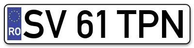 Placuta inmatriculare numar auto  SV-61-TPN, SV 61 TPN, SV61TPN