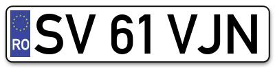 Placuta inmatriculare numar auto  SV-61-VJN, SV 61 VJN, SV61VJN