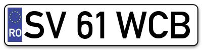 Placuta inmatriculare numar auto  SV-61-WCB, SV 61 WCB, SV61WCB