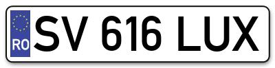 Placuta inmatriculare numar auto  SV-616-LUX, SV 616 LUX, SV616LUX