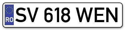 Placuta inmatriculare numar auto  SV-618-WEN, SV 618 WEN, SV618WEN
