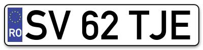 Placuta inmatriculare numar auto  SV-62-TJE, SV 62 TJE, SV62TJE