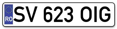 Placuta inmatriculare numar auto  SV-623-OIG, SV 623 OIG, SV623OIG