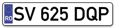 Placuta inmatriculare numar auto  SV-625-DQP, SV 625 DQP, SV625DQP