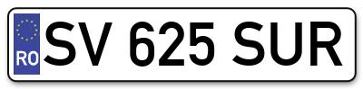 Placuta inmatriculare numar auto  SV-625-SUR, SV 625 SUR, SV625SUR