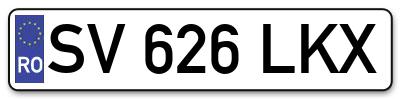 Placuta inmatriculare numar auto  SV-626-LKX, SV 626 LKX, SV626LKX