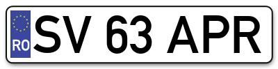 Placuta inmatriculare numar auto  SV-63-APR, SV 63 APR, SV63APR