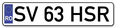 Placuta inmatriculare numar auto  SV-63-HSR, SV 63 HSR, SV63HSR
