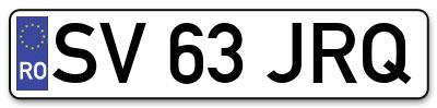Placuta inmatriculare numar auto  SV-63-JRQ, SV 63 JRQ, SV63JRQ