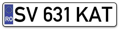Placuta inmatriculare numar auto  SV-631-KAT, SV 631 KAT, SV631KAT