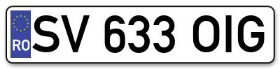 Placuta inmatriculare numar auto  SV-633-OIG, SV 633 OIG, SV633OIG