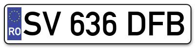 Placuta inmatriculare numar auto  SV-636-DFB, SV 636 DFB, SV636DFB