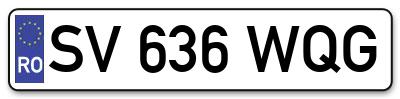 Placuta inmatriculare numar auto  SV-636-WQG, SV 636 WQG, SV636WQG