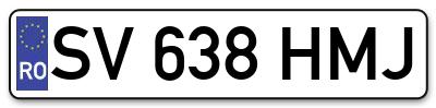 Placuta inmatriculare numar auto  SV-638-HMJ, SV 638 HMJ, SV638HMJ