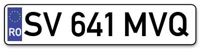 Placuta inmatriculare numar auto  SV-641-MVQ, SV 641 MVQ, SV641MVQ
