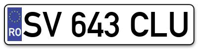 Placuta inmatriculare numar auto  SV-643-CLU, SV 643 CLU, SV643CLU