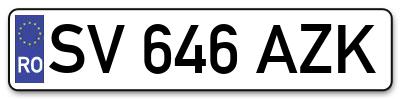 Placuta inmatriculare numar auto  SV-646-AZK, SV 646 AZK, SV646AZK