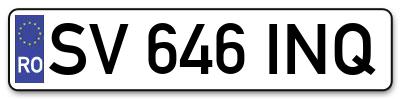 Placuta inmatriculare numar auto  SV-646-INQ, SV 646 INQ, SV646INQ
