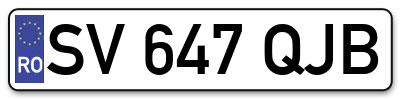 Placuta inmatriculare numar auto  SV-647-QJB, SV 647 QJB, SV647QJB