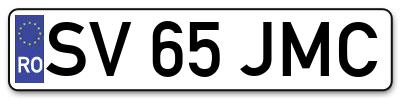 Placuta inmatriculare numar auto  SV-65-JMC, SV 65 JMC, SV65JMC