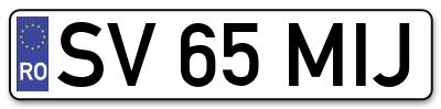 Placuta inmatriculare numar auto  SV-65-MIJ, SV 65 MIJ, SV65MIJ