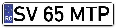 Placuta inmatriculare numar auto  SV-65-MTP, SV 65 MTP, SV65MTP