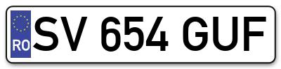 Placuta inmatriculare numar auto  SV-654-GUF, SV 654 GUF, SV654GUF