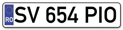 Placuta inmatriculare numar auto  SV-654-PIO, SV 654 PIO, SV654PIO