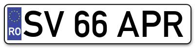 Placuta inmatriculare numar auto  SV-66-APR, SV 66 APR, SV66APR