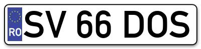 Placuta inmatriculare numar auto  SV-66-DOS, SV 66 DOS, SV66DOS