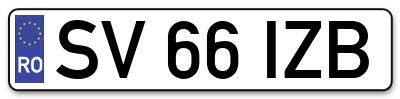 Placuta inmatriculare numar auto  SV-66-IZB, SV 66 IZB, SV66IZB