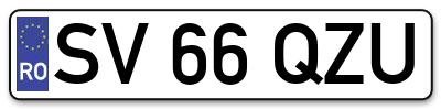 Placuta inmatriculare numar auto  SV-66-QZU, SV 66 QZU, SV66QZU
