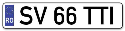 Placuta inmatriculare numar auto  SV-66-TTI, SV 66 TTI, SV66TTI