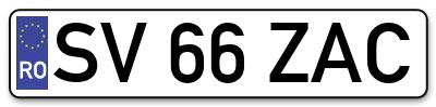 Placuta inmatriculare numar auto  SV-66-ZAC, SV 66 ZAC, SV66ZAC