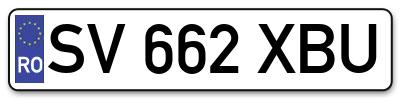 Placuta inmatriculare numar auto  SV-662-XBU, SV 662 XBU, SV662XBU