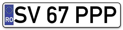 Placuta inmatriculare numar auto  SV-67-PPP, SV 67 PPP, SV67PPP